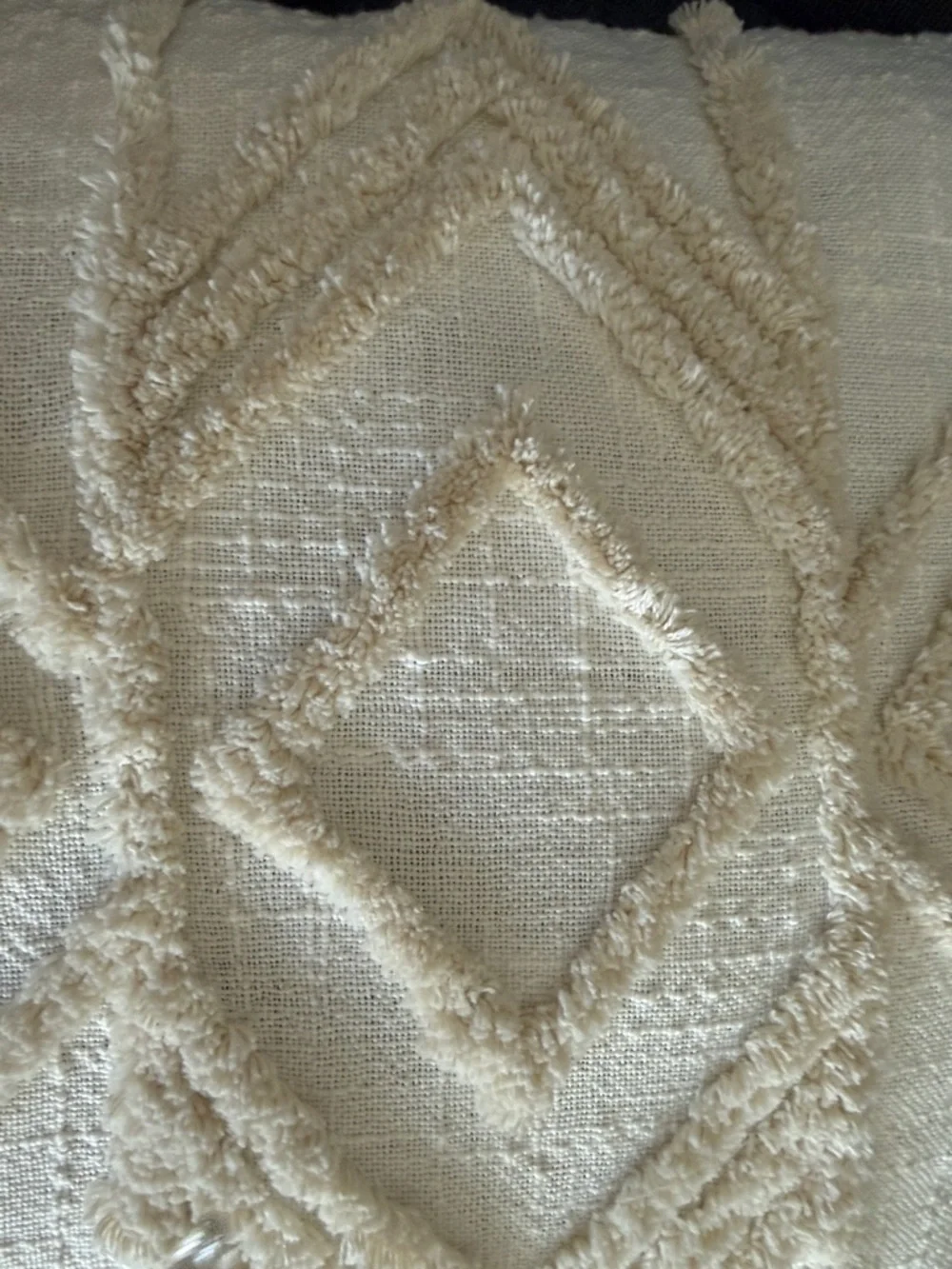 Opalhouse Jungalow Cream Tufted Diamond Throw Pillow Pom Poms Boho 18” New